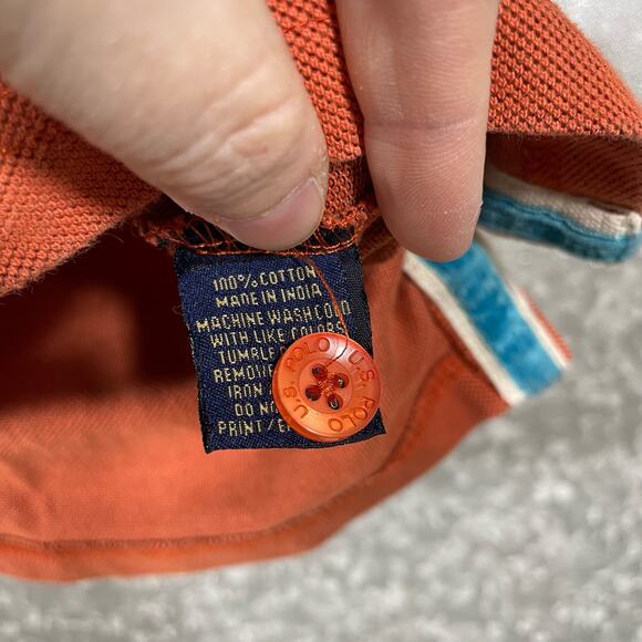 US Polo Assn Orange Embroidered Logo Polo Shirt - Kid's Medium - Short Sleeves - Picture 5 of 6